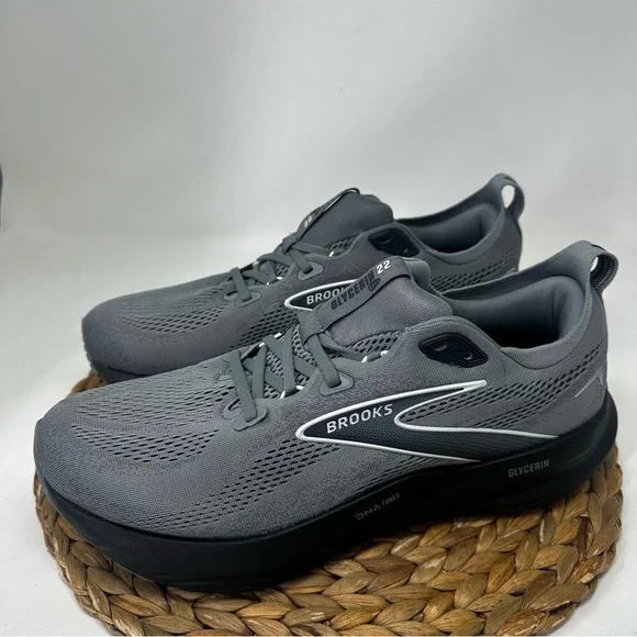 BROOKS Glycerin 22 Running Shoes Primer Gray Ebony Bluewash Size 11 WIDE Men's